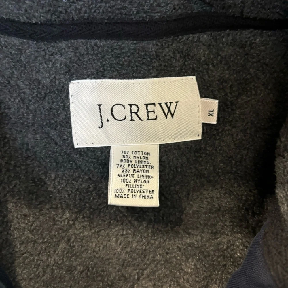 J Crew Men’s XL Jacket Navy Blue Fleece Lined Hooded